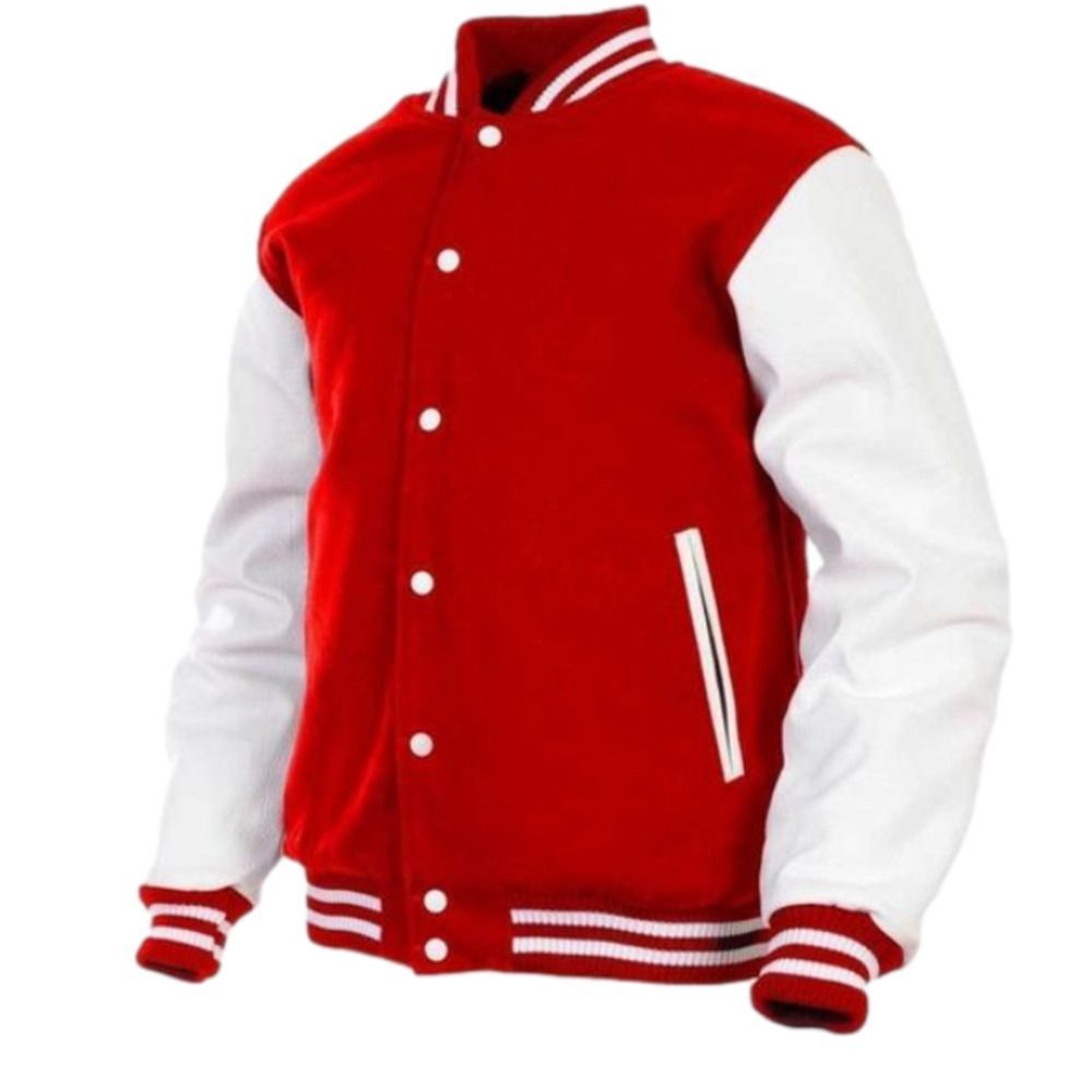 Men's Varsity Jacket Genuine Leather Sleeve & Wool Blend Letterman Jacket NWT